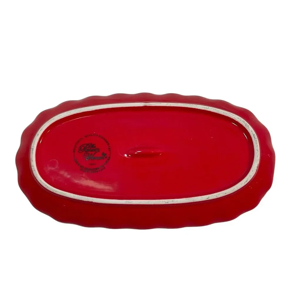 The Pioneer Woman Covered Butter Dish Flea Market Ceramic Floral Butterfly 8”